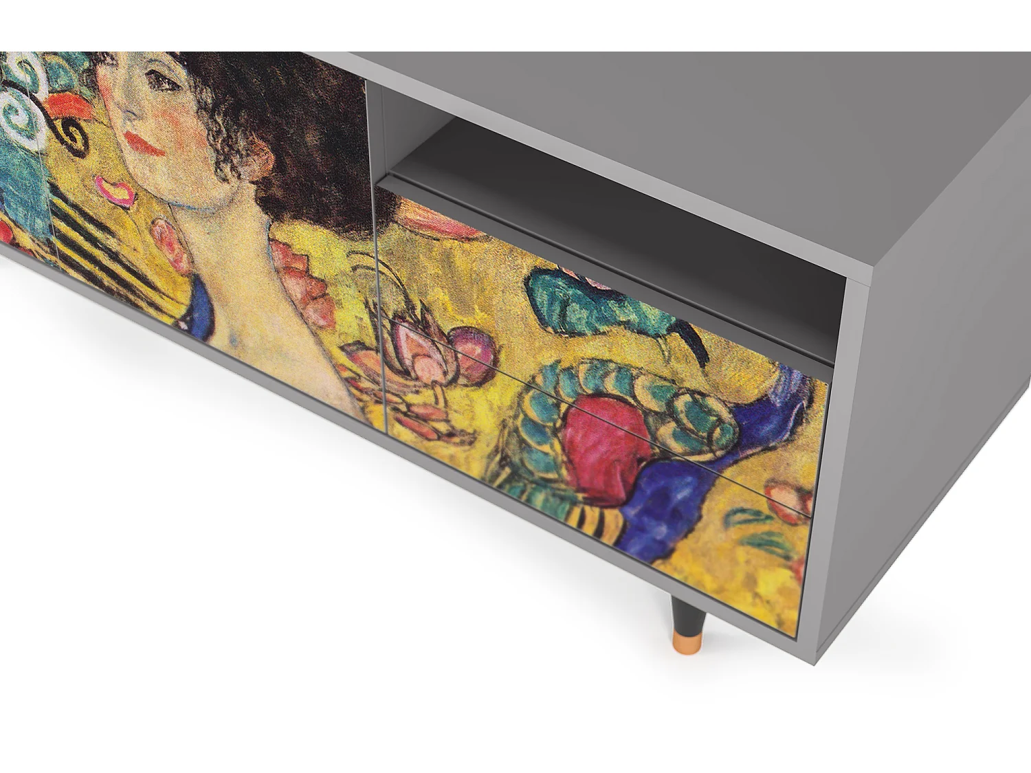 Meuble TV - 125х56х41 cm - T7 - Lady with Fan by Klimt, Gris