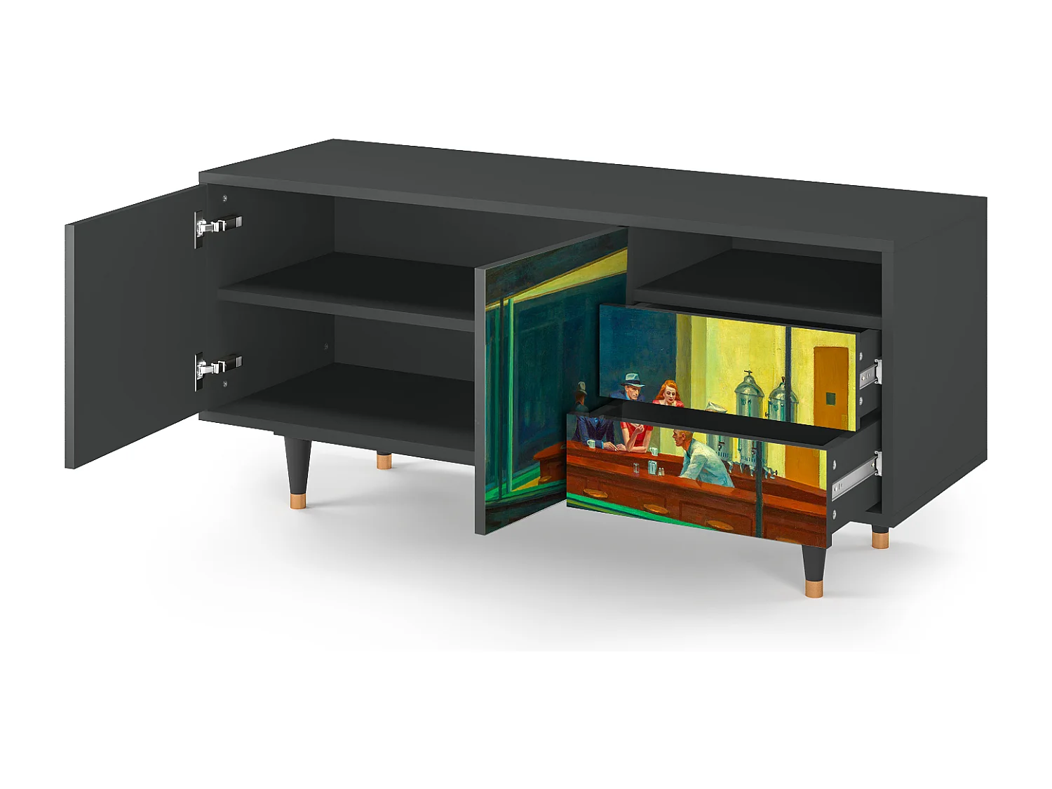 Meuble TV - 125х56х41 cm - T7 - Nighthawks by Hopper, Anthracite