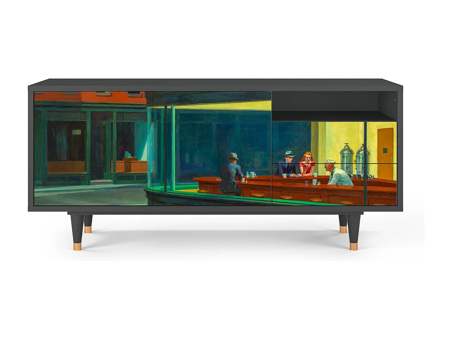 Mueble de TV - 125х56х41 cm - T7 - Nighthawks by Hopper, Antracita