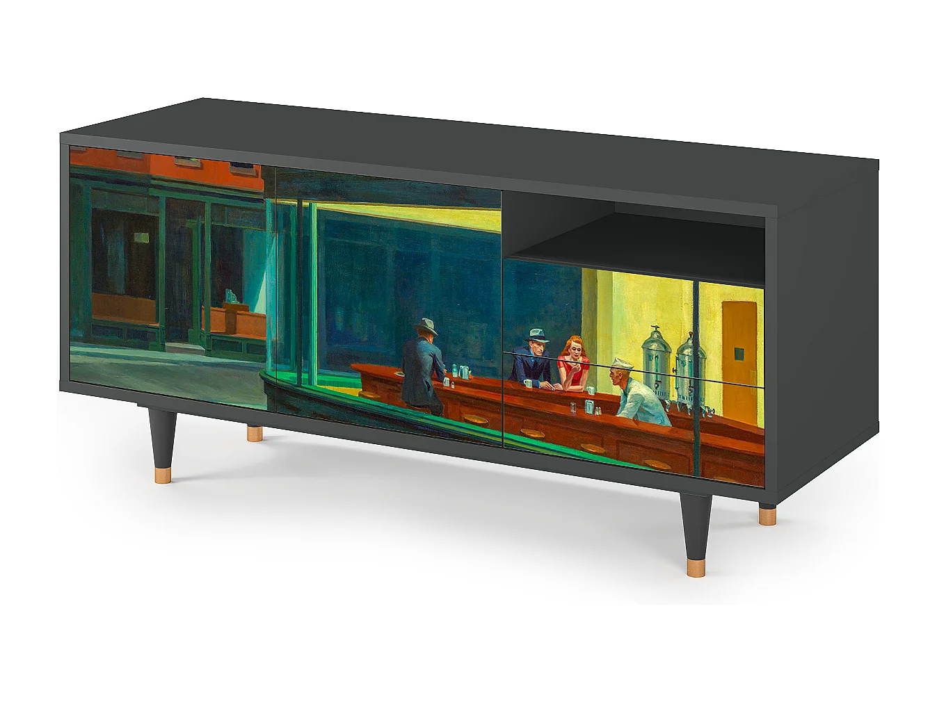 Mueble de TV - 125х56х41 cm - T7 - Nighthawks by Hopper, Antracita