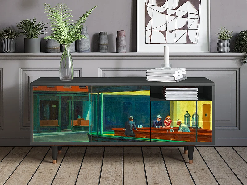 Meuble TV - 125х56х41 cm - T7 - Nighthawks by Hopper, Anthracite