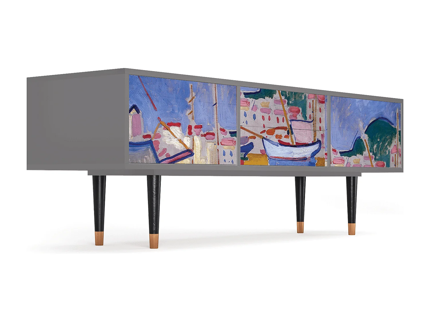 Meuble TV - 170х59х48 cm - T4 - The Port of Collioure , Gris