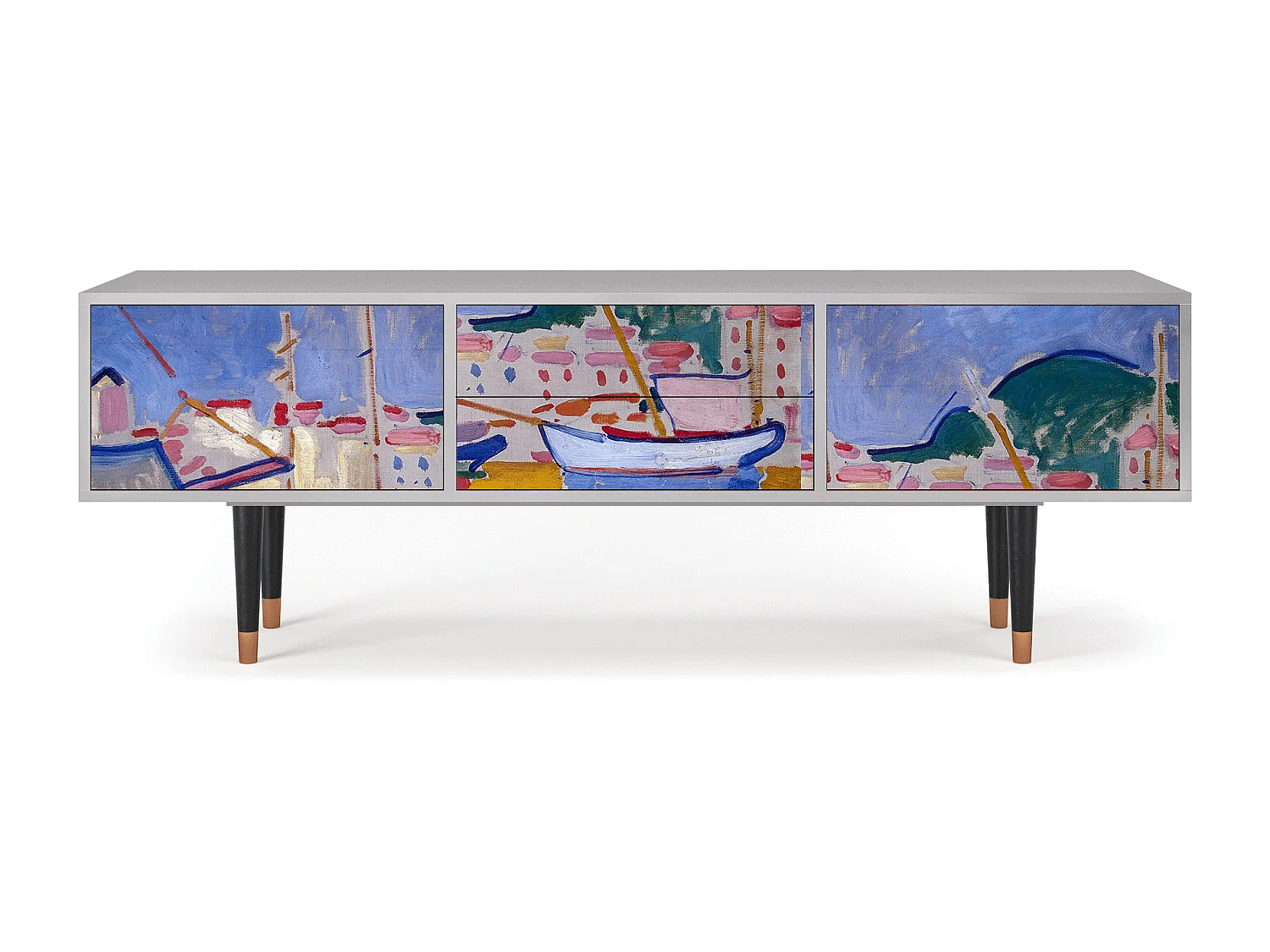 Meuble TV - 170х59х48 cm - T4 - The Port of Collioure , Gris