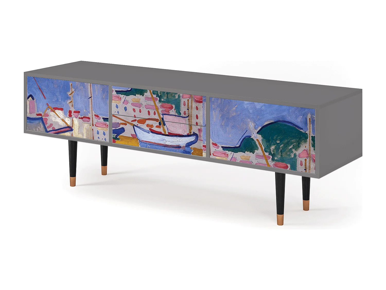 Meuble TV - 170х59х48 cm - T4 - The Port of Collioure , Gris