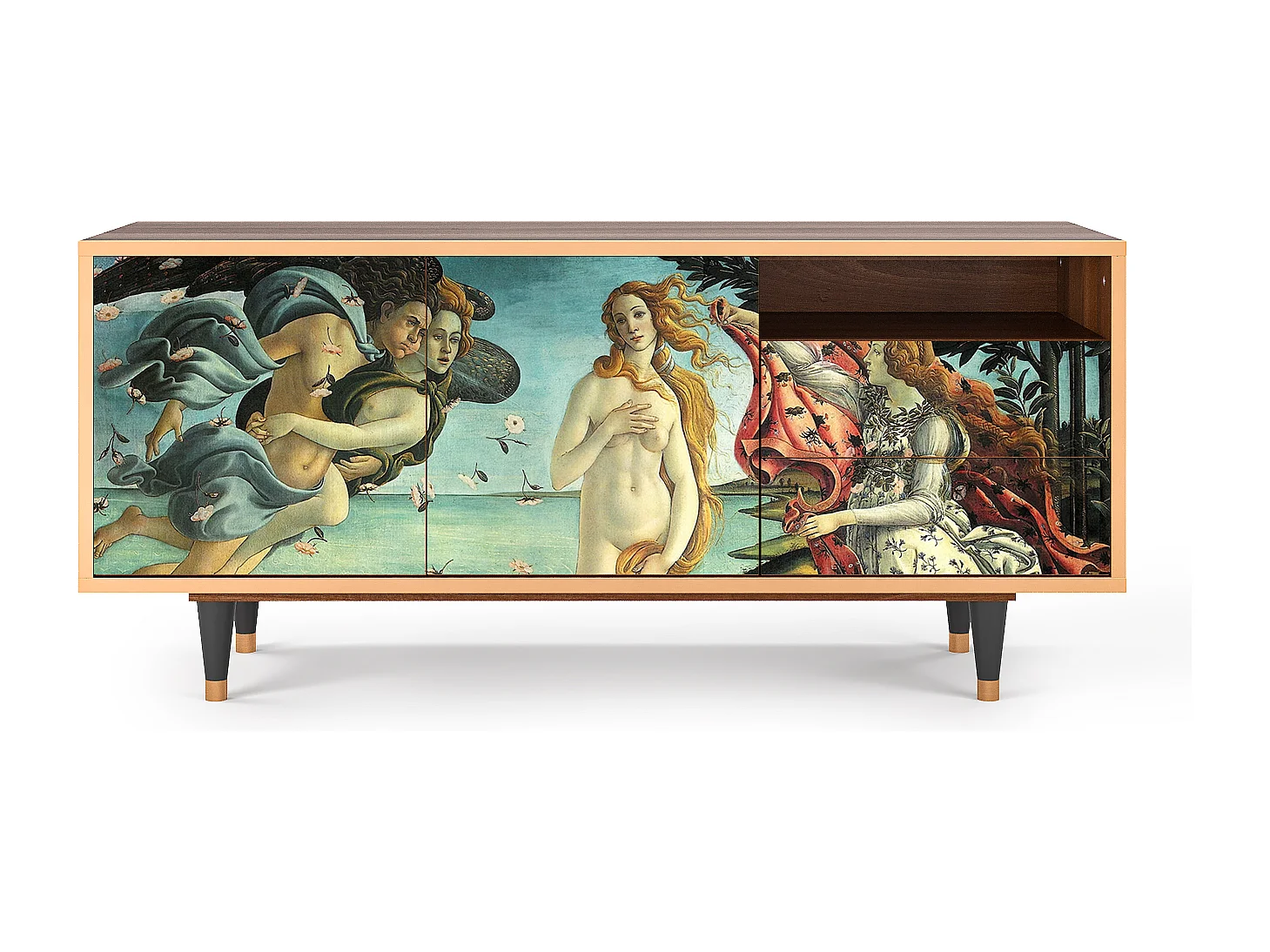 Szafka RTV - 125х56х41 cm - T7 - The Birth of Venus, Orzech
