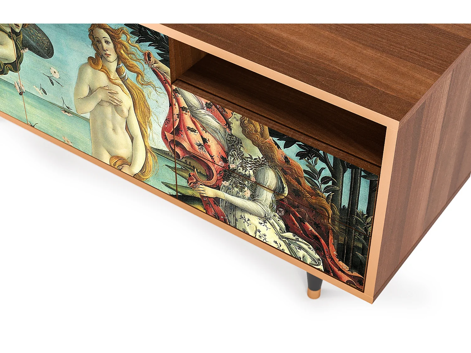 Szafka RTV - 125х56х41 cm - T7 - The Birth of Venus, Orzech