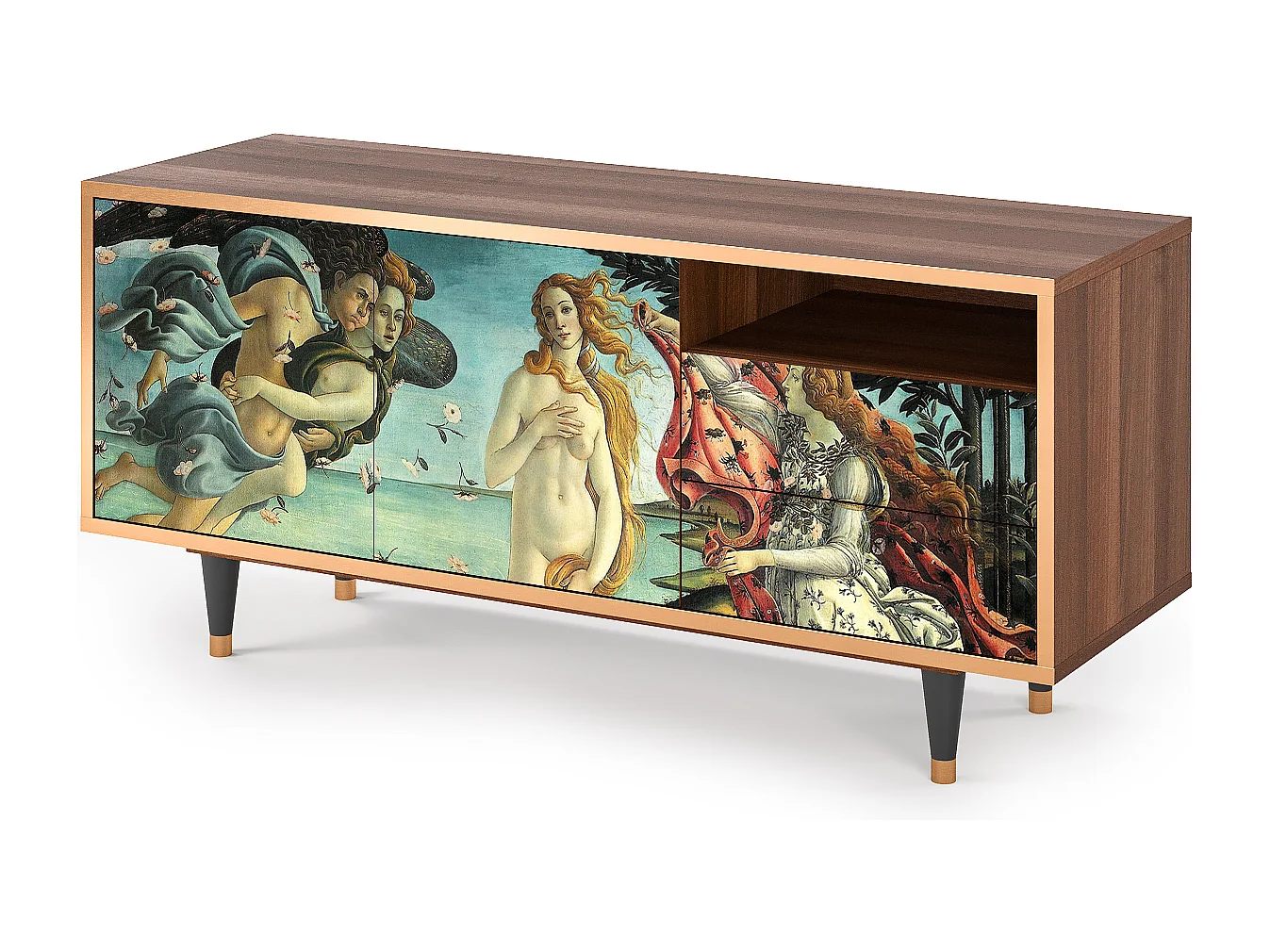 Meuble TV - 125х56х41 cm - T7 - The Birth of Venus, Noyer