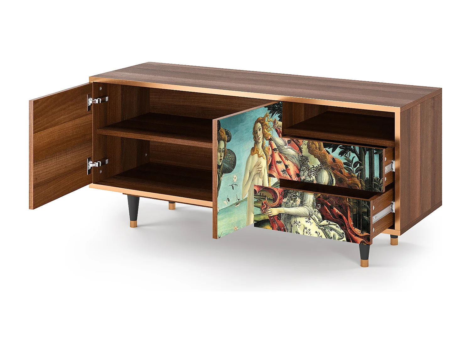 Meuble TV - 125х56х41 cm - T7 - The Birth of Venus, Noyer