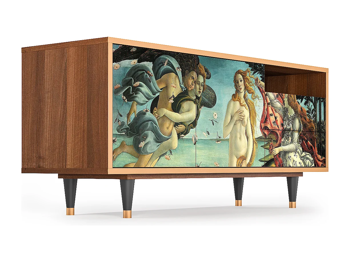 Szafka RTV - 125х56х41 cm - T7 - The Birth of Venus, Orzech