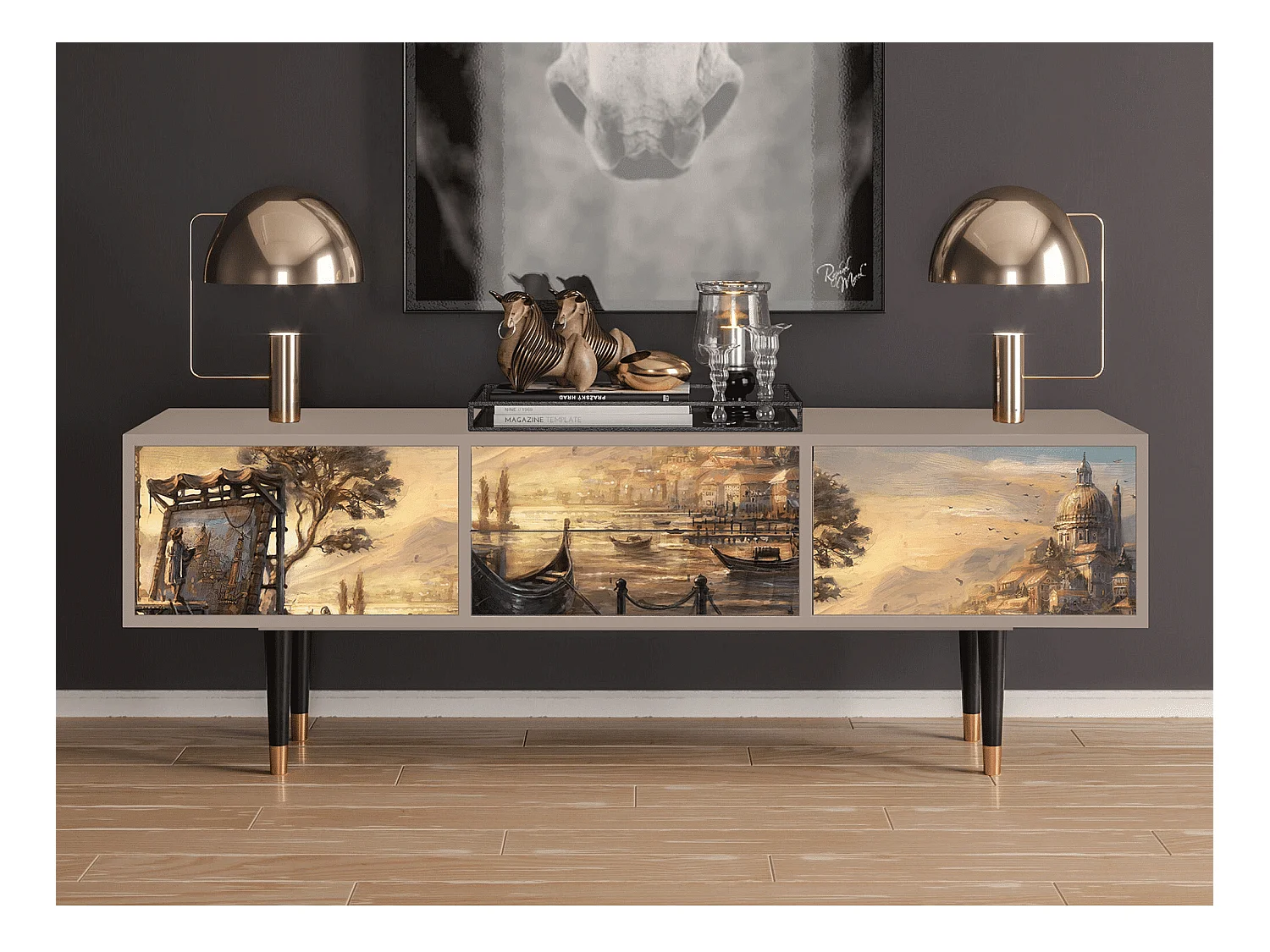 Meuble TV - 170х59х48 cm - T4 - Venice, Latte