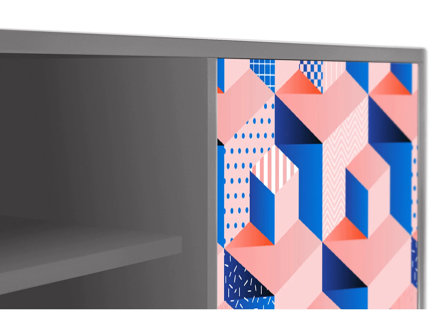 Szafka RTV - 170х69х48 cm - T2 - Pinky Squares, Szary