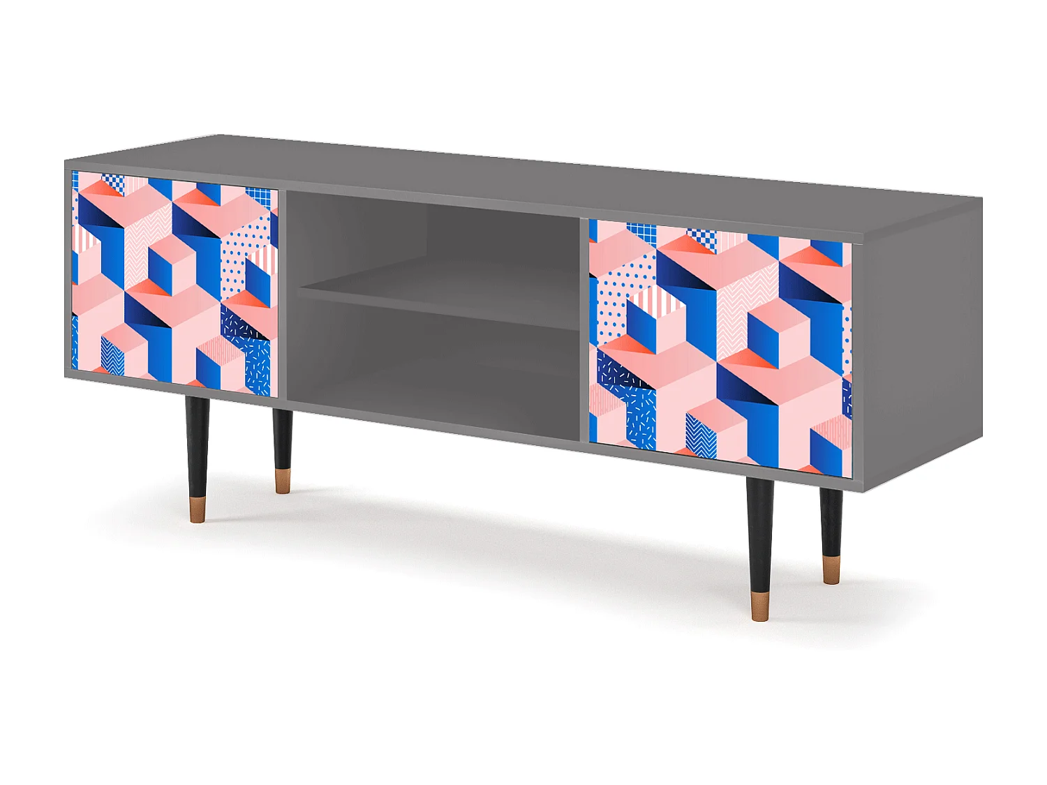 TV-Möbel - 170х69х48 cm - T2 - Pinky Squares, Grau