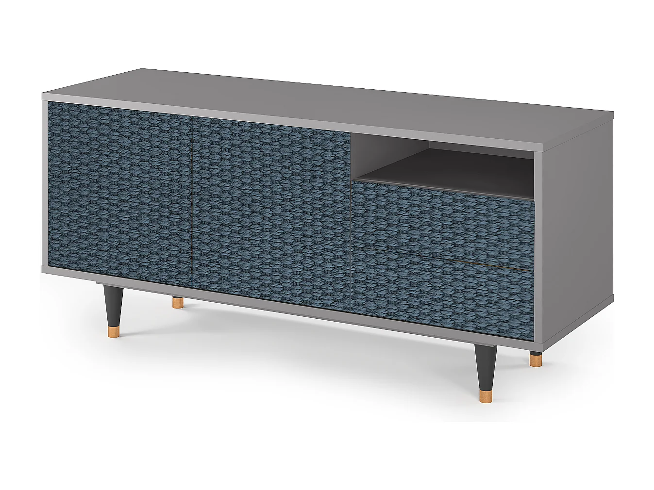 Mueble de TV - 125х56х41 cm - T7 - Knitted Pattern, Cinza