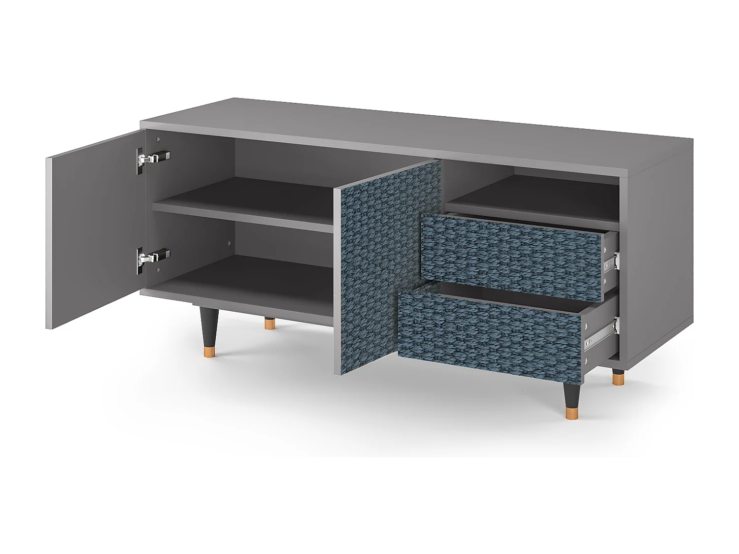 Mueble de TV - 125х56х41 cm - T7 - Knitted Pattern, Cinza