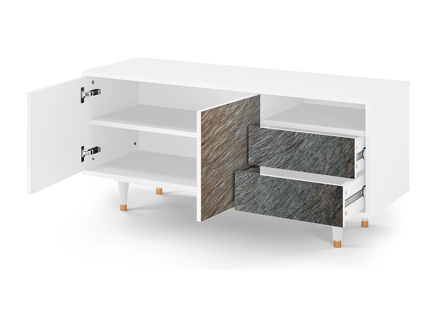 Mueble de TV - 125х56х41 cm - T7 - Peanut Hair, Branco