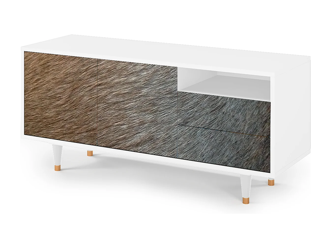 Meuble TV - 125х56х41 cm - T7 - Peanut Hair, Blanc