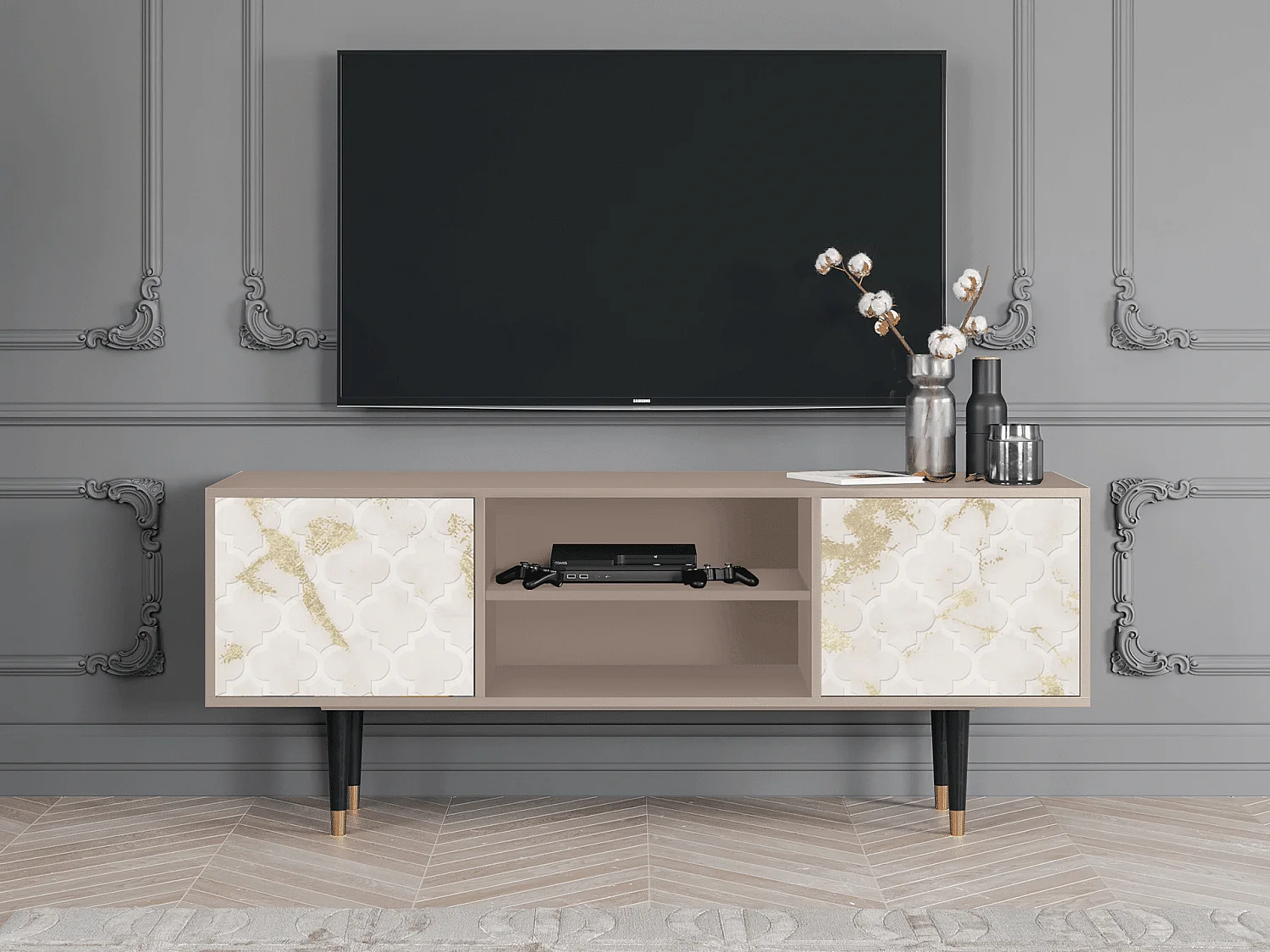 Szafka RTV - 170х69х48 cm - T2 - Sahara desert, Latte