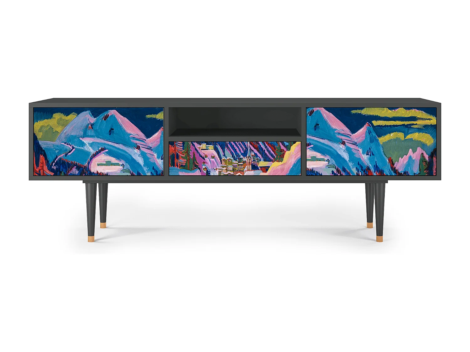 Meuble TV - 170х59х41 cm - T6 - Davos Winter, Anthracite