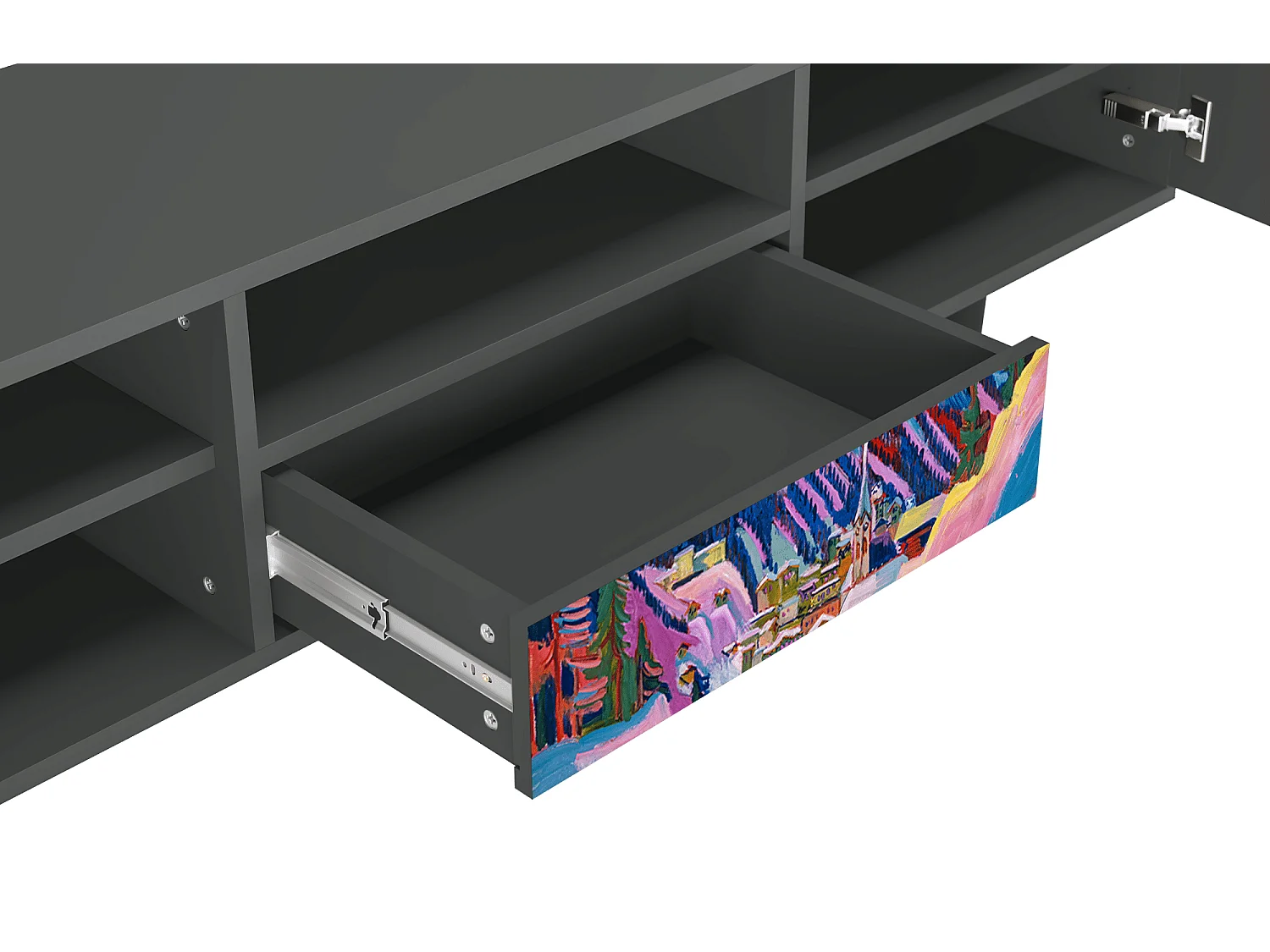 Meuble TV - 170х59х41 cm - T6 - Davos Winter, Anthracite