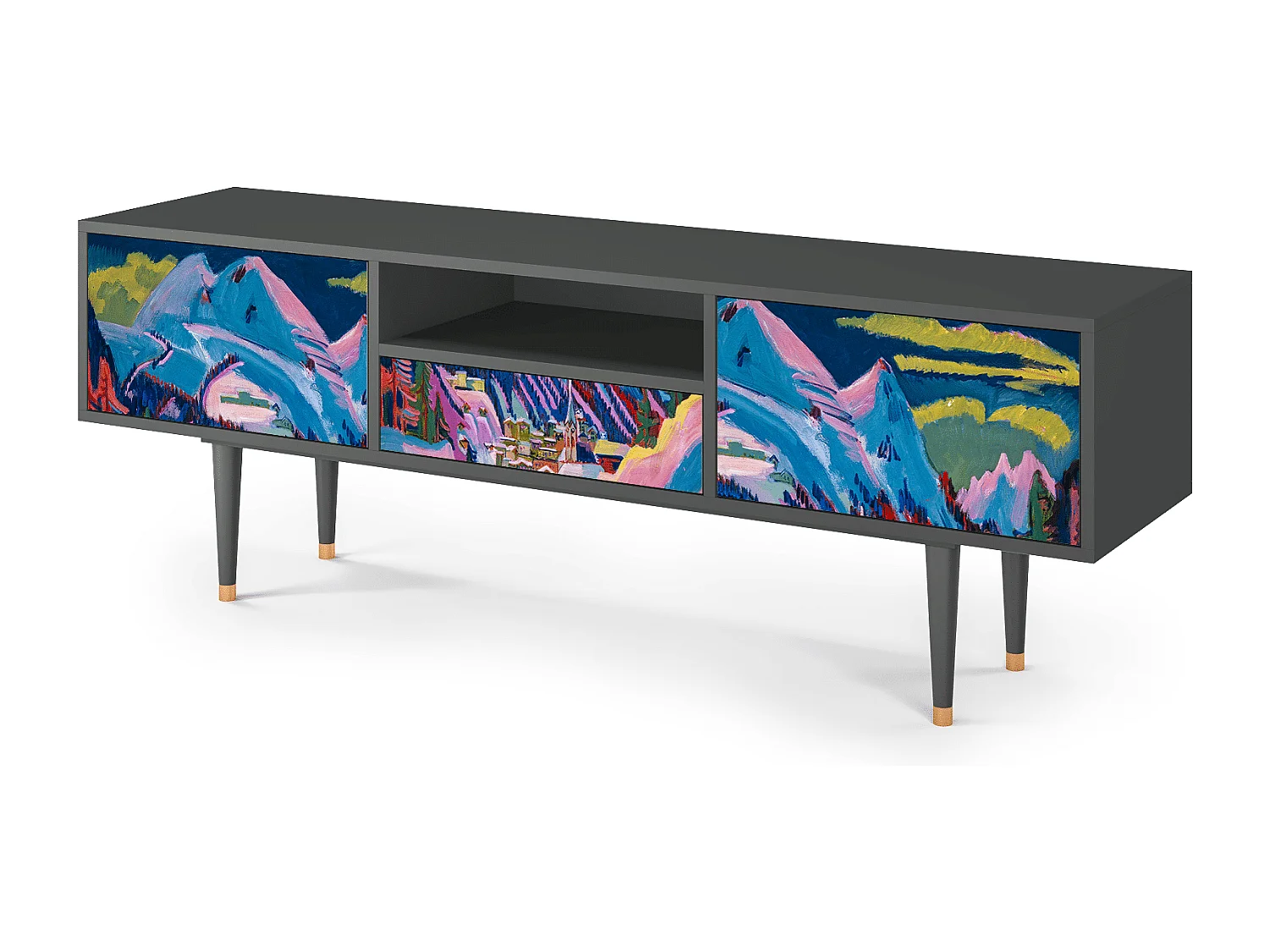 Meuble TV - 170х59х41 cm - T6 - Davos Winter, Anthracite