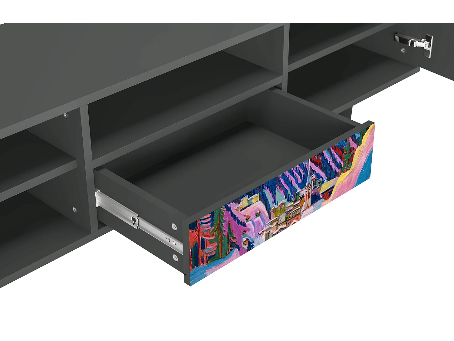 Meuble TV - 170х59х41 cm - T6 - Davos Winter, Anthracite