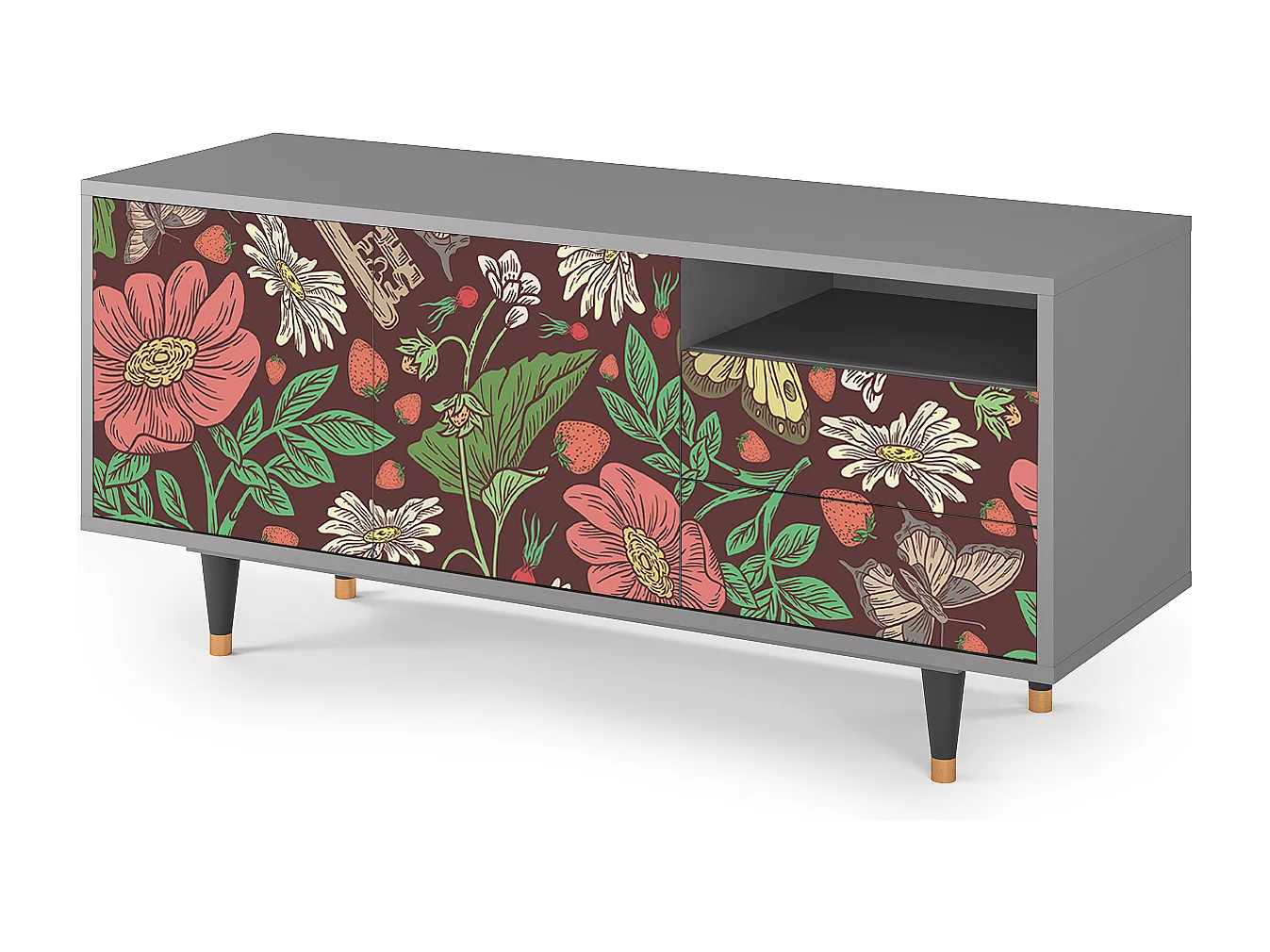 Mueble de TV - 125х56х41 cm - T7 - Alice in Wonderland, Cinza