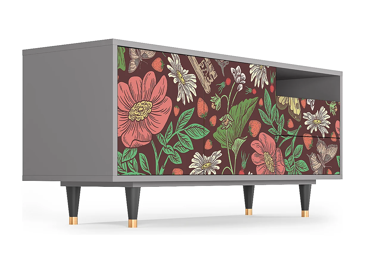 Mueble de TV - 125х56х41 cm - T7 - Alice in Wonderland, Cinza