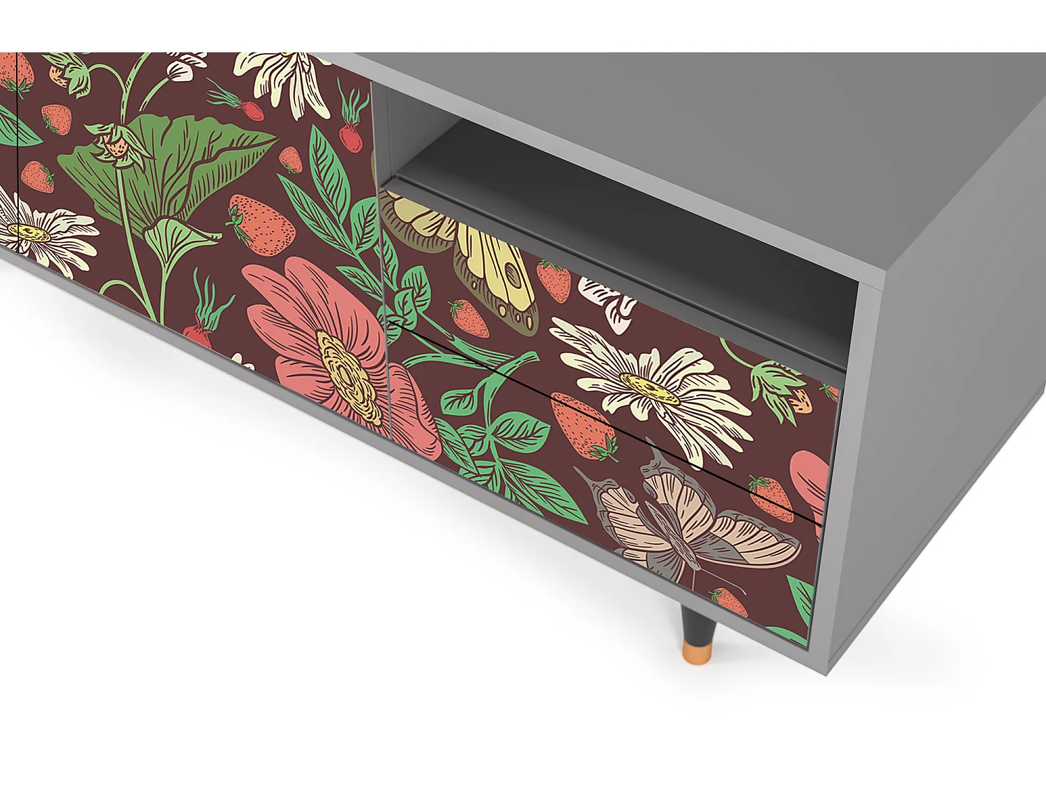 Mueble de TV - 125х56х41 cm - T7 - Alice in Wonderland, Cinza