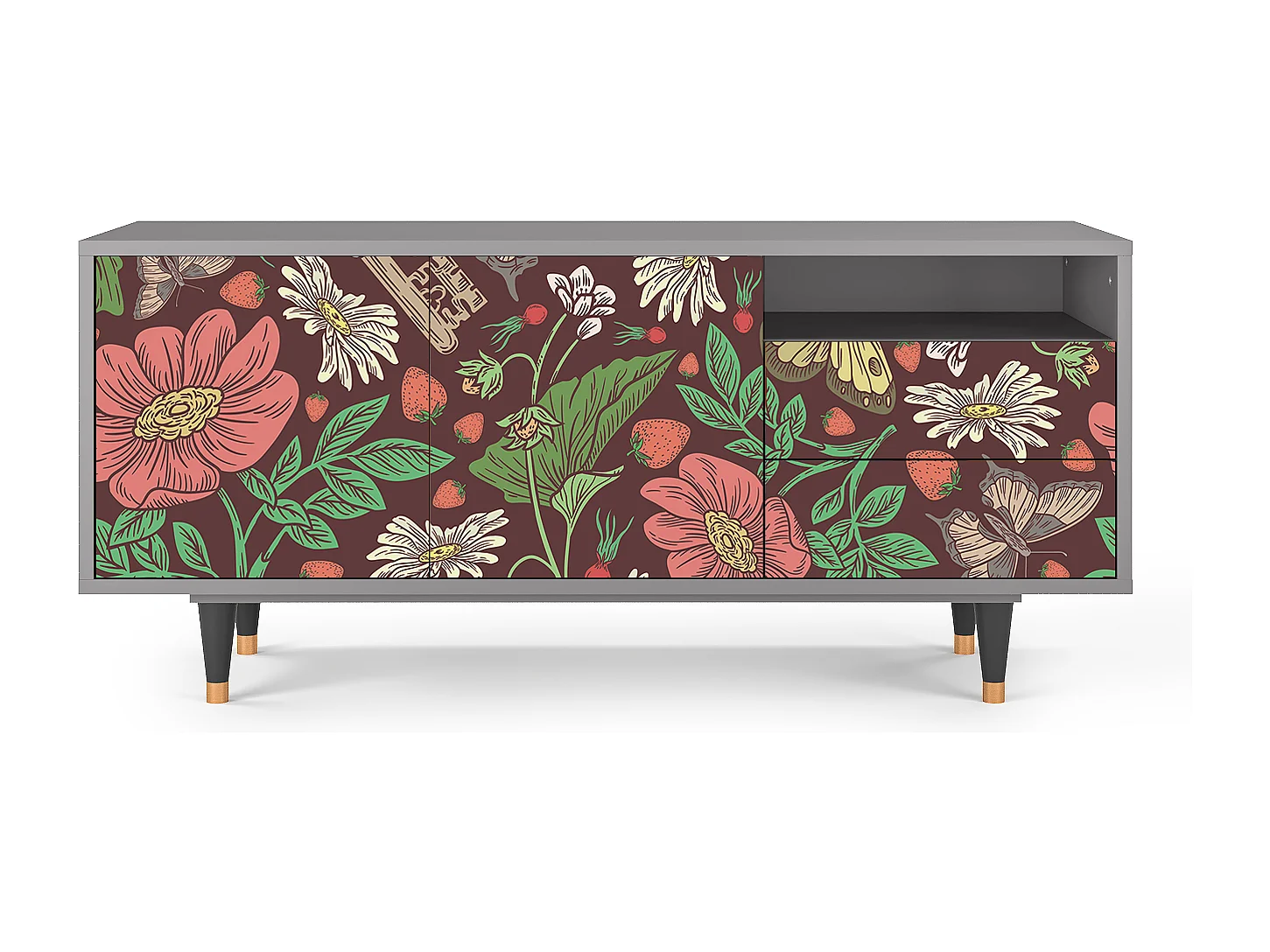 Meuble TV - 125х56х41 cm - T7 - Alice in Wonderland, Gris