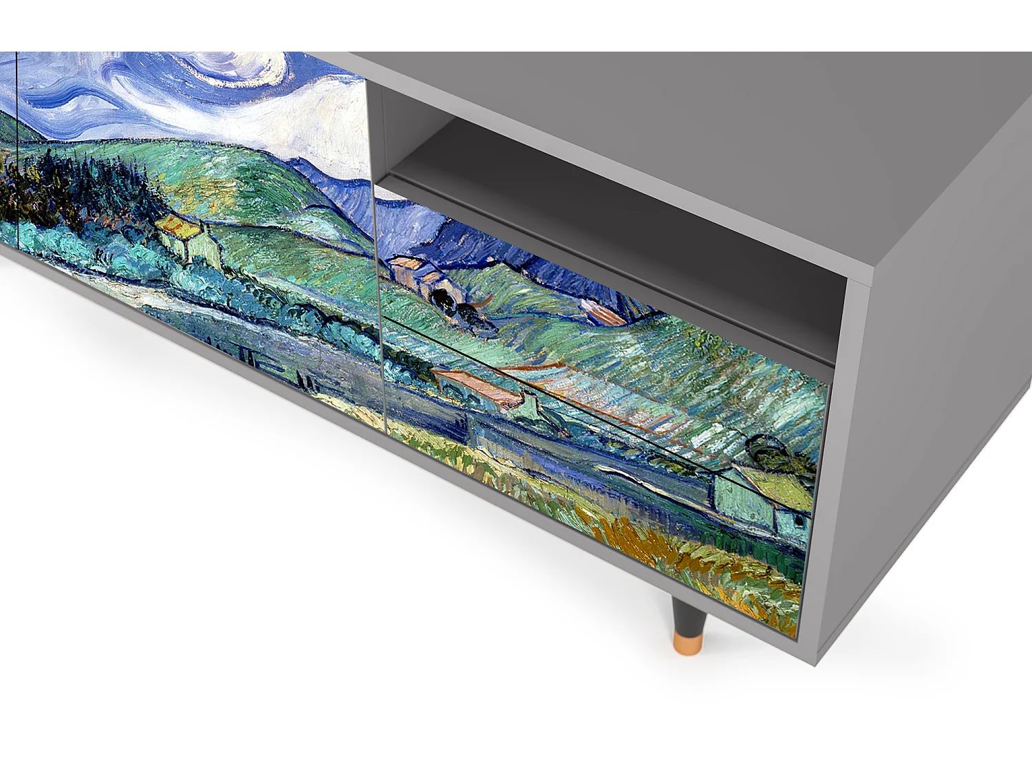 Meuble TV - 125х56х41 cm - T7 - Landscape, Gris