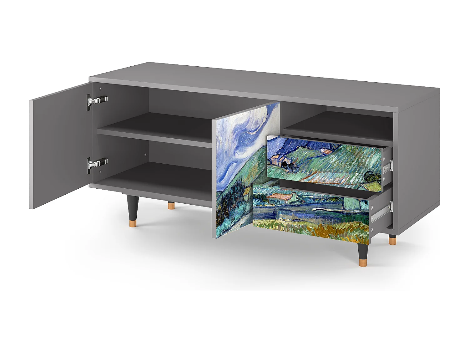 Meuble TV - 125х56х41 cm - T7 - Landscape, Gris