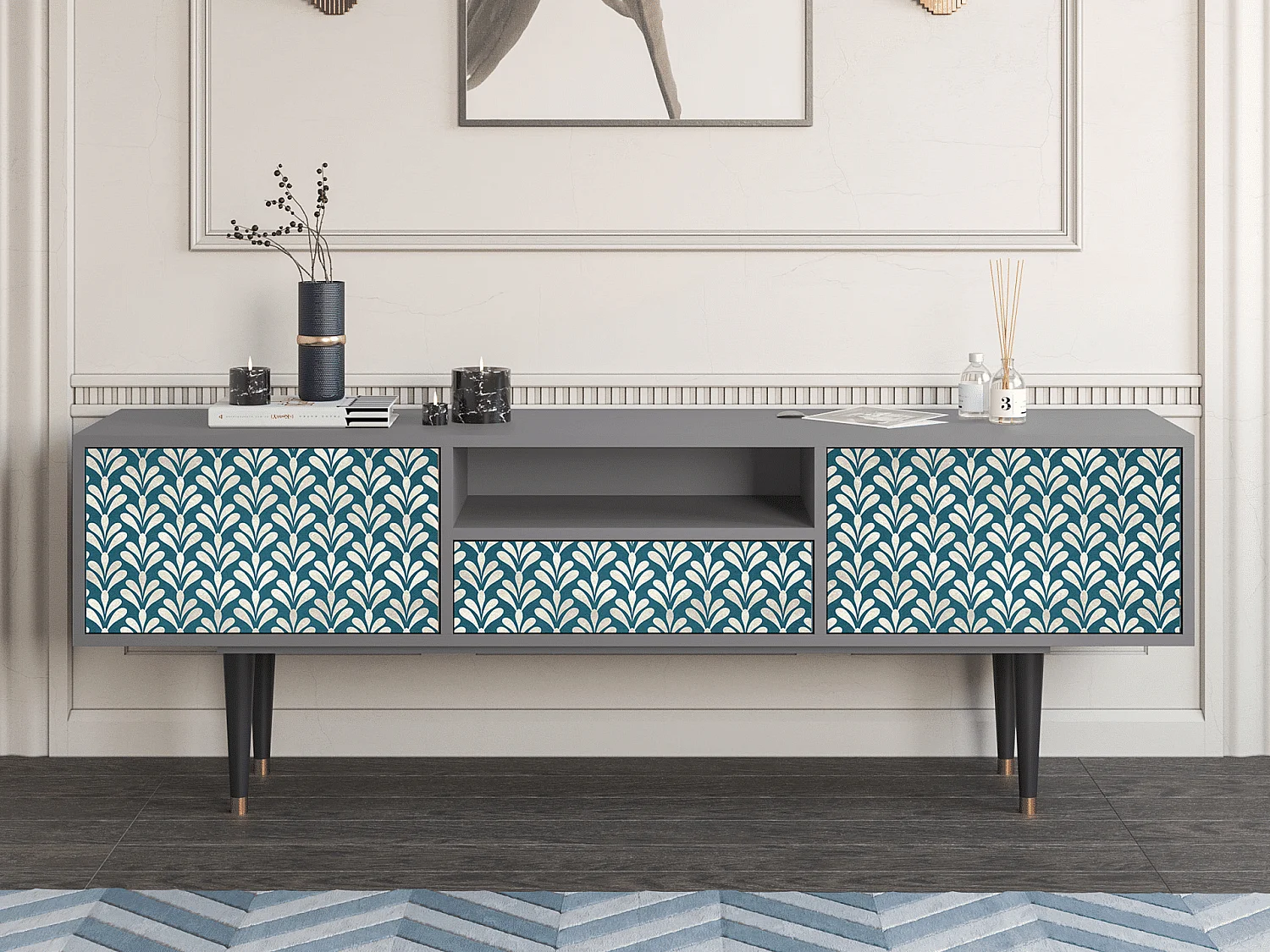 TV-Möbel - 170х59х41 cm - T6 - Milky Tears, Grau