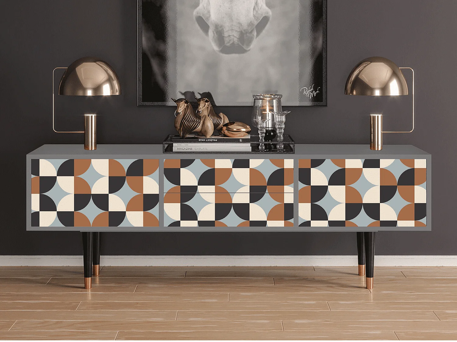 TV-Möbel - 170х59х48 cm - T4 - Brown Sensation, Grau