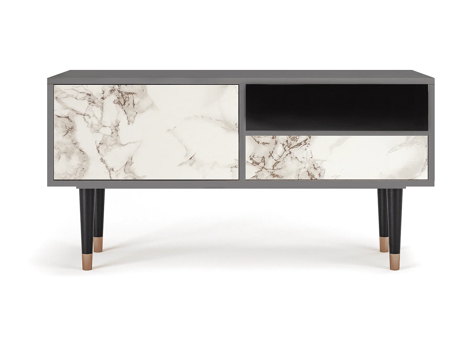 Szafka RTV - 115х59х48 cm - T3 - Milk Marble, Szary
