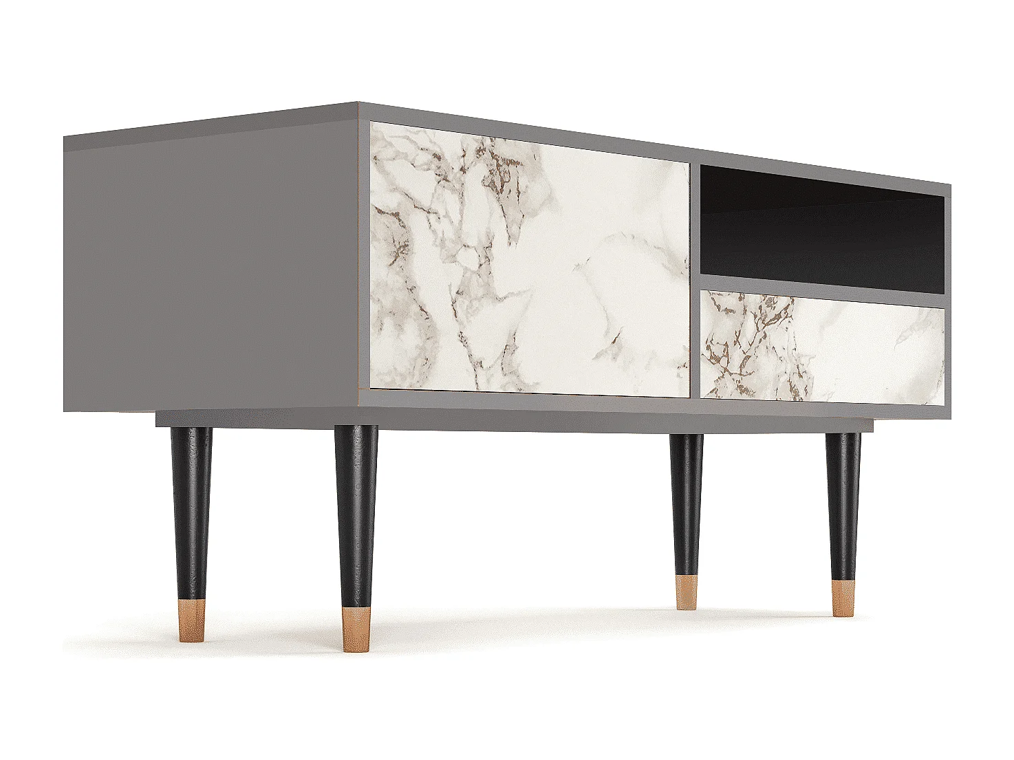 Szafka RTV - 115х59х48 cm - T3 - Milk Marble, Szary