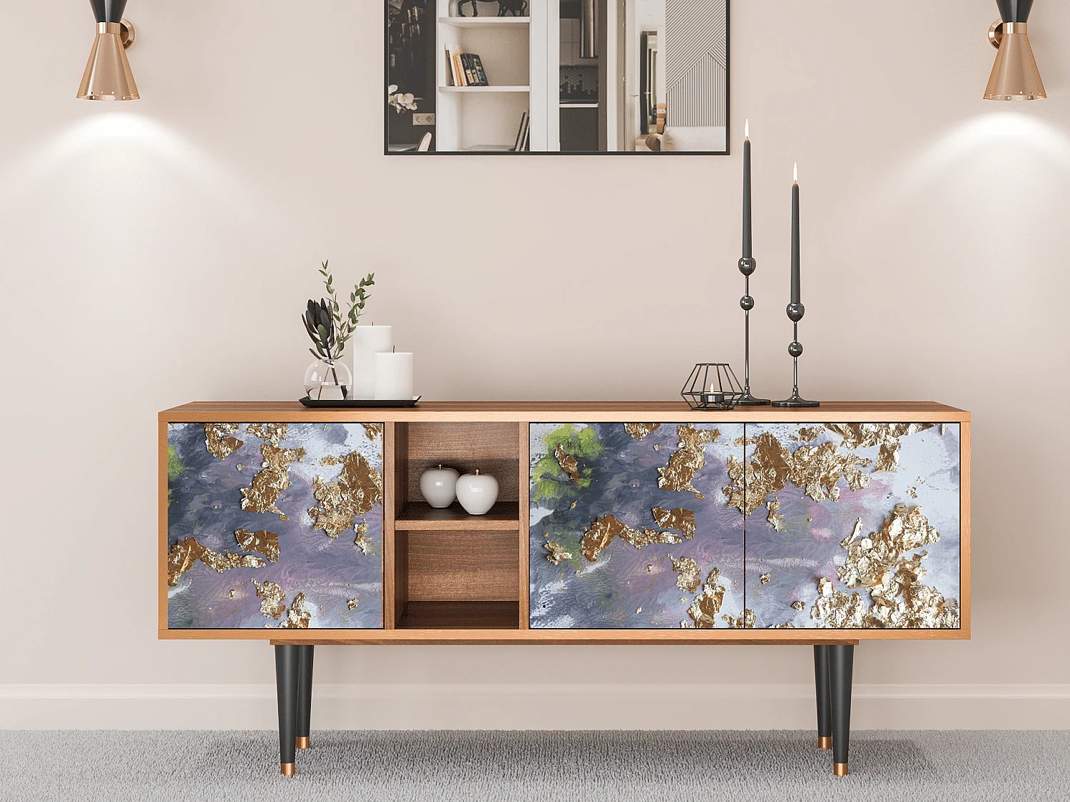 TV-Möbel - 150х69х41 cm - T5 - Planet Earth, Walnuss