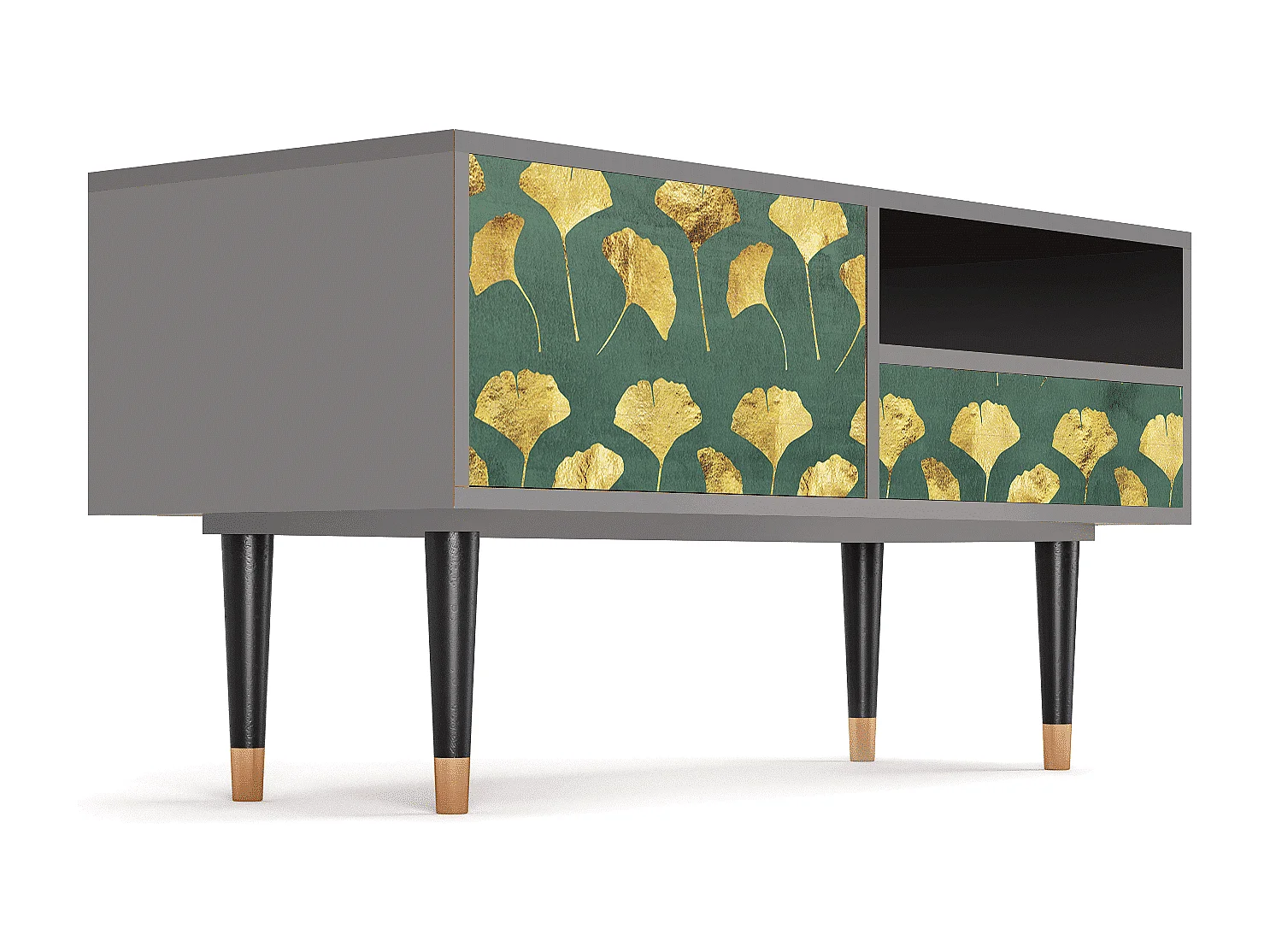 TV-meubel - 115х59х48 cm - T3 - Gingko leaves, Grijs