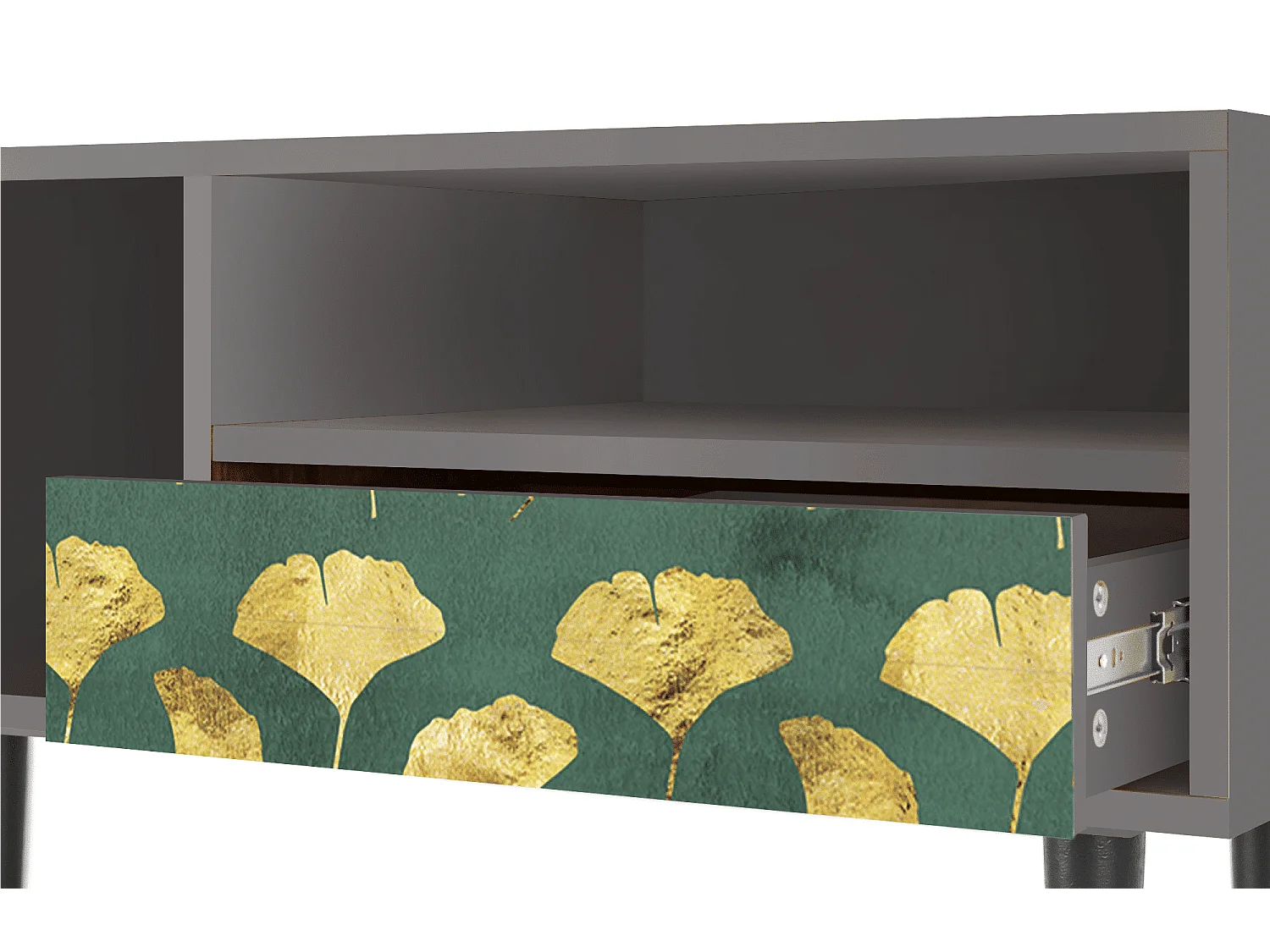 TV-meubel - 115х59х48 cm - T3 - Gingko leaves, Grijs