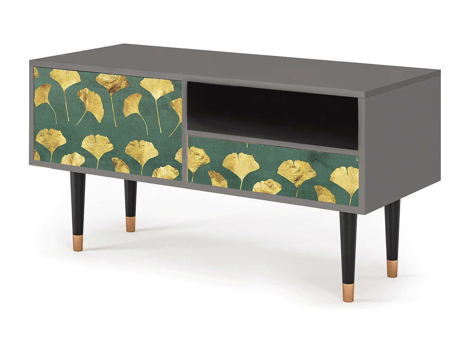 Meuble TV - 115х59х48 cm - T3 - Gingko leaves, Gris