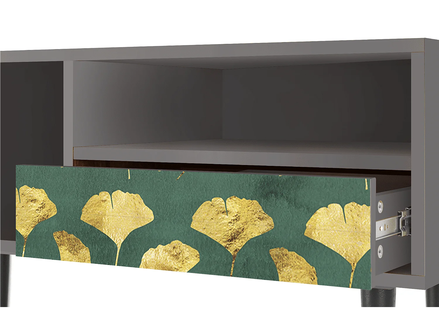 Meuble TV - 115х59х48 cm - T3 - Gingko leaves, Gris