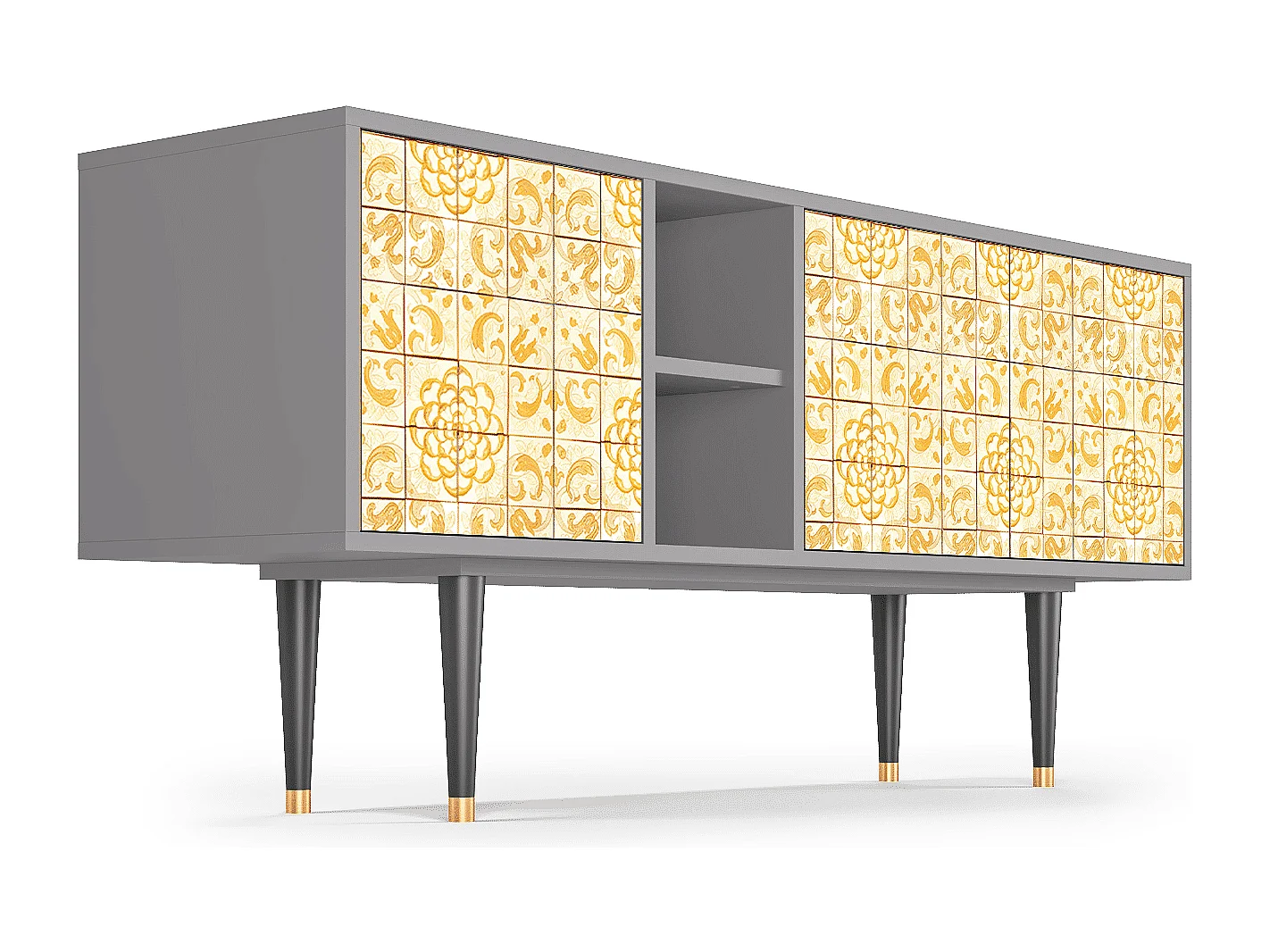 Szafka RTV - 150х69х41 cm - T5 - Sunshiny Tile, Szary