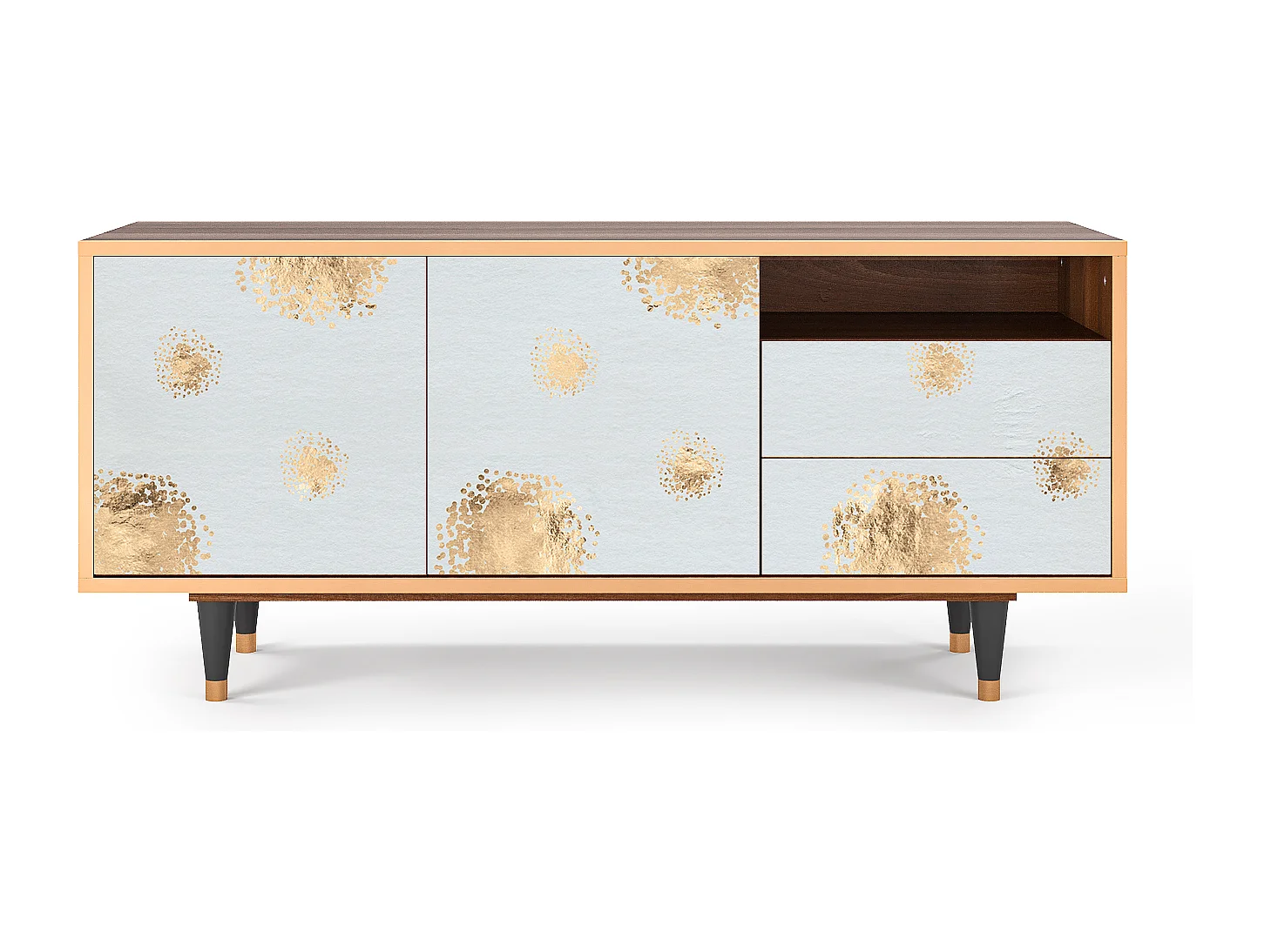 Meuble TV - 125х56х41 cm - T7 - Sky Latte, Noyer