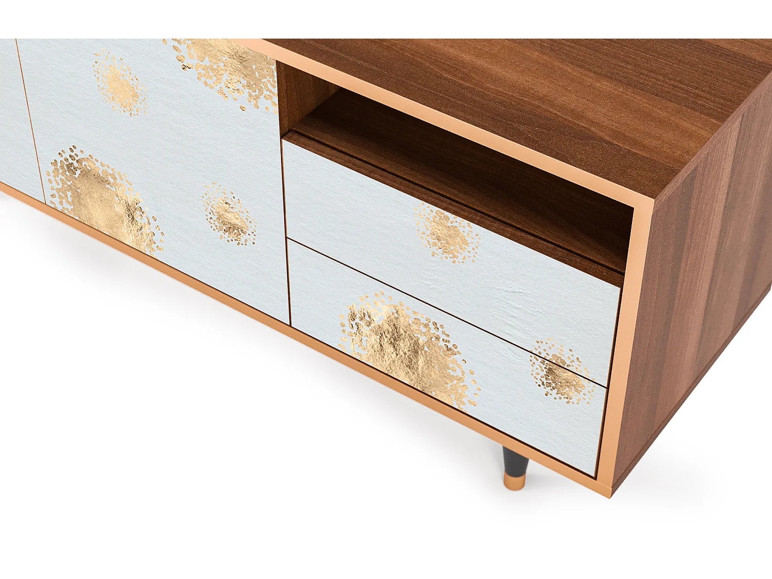 Meuble TV - 125х56х41 cm - T7 - Sky Latte, Noyer