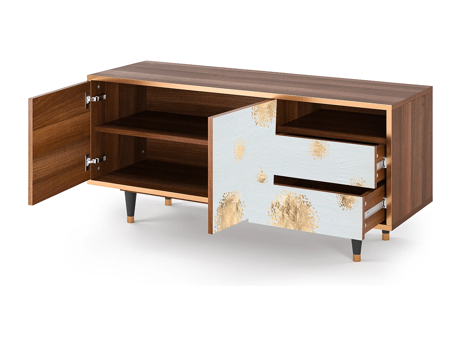 Meuble TV - 125х56х41 cm - T7 - Sky Latte, Noyer