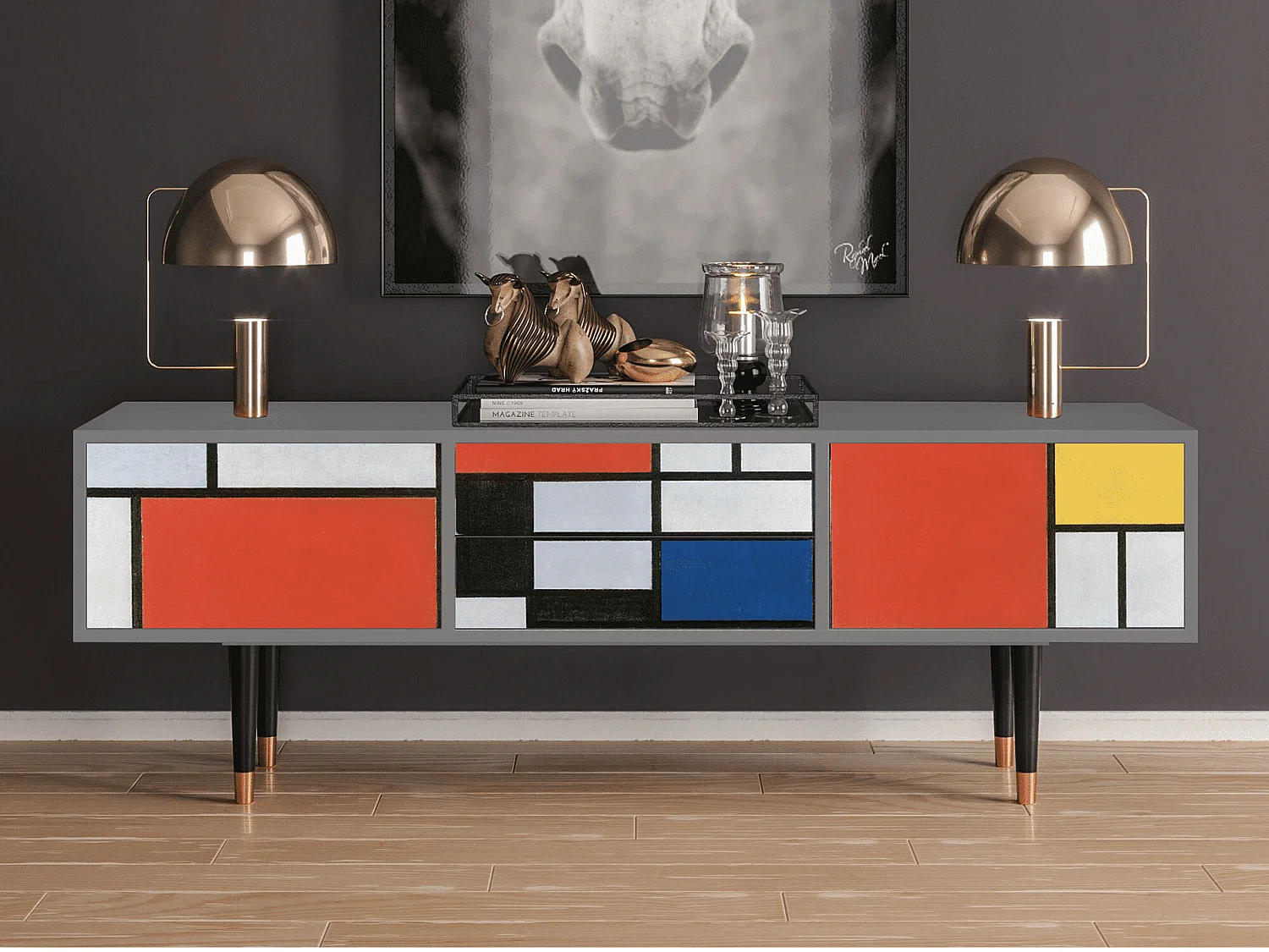 Meuble TV - 170х59х48 cm - T4 - Composition, Gris