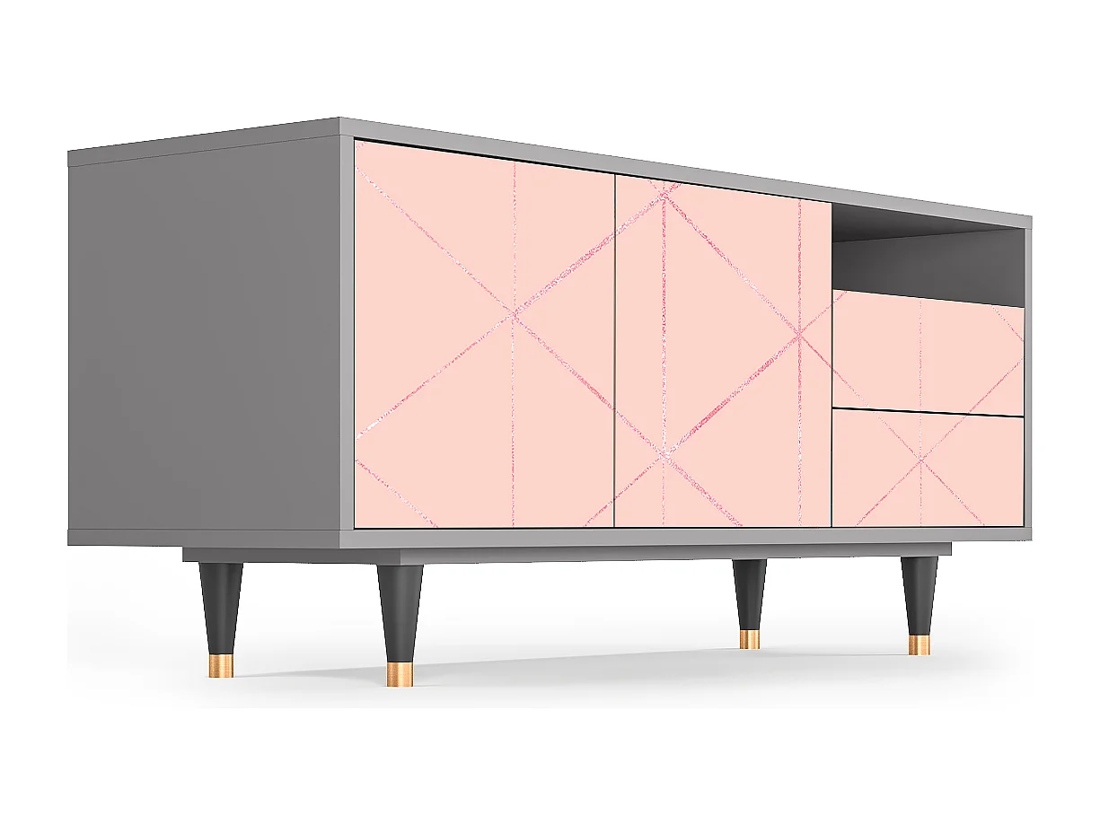 TV-Möbel - 125х56х41 cm - T7 - Rose Quartz, Grau