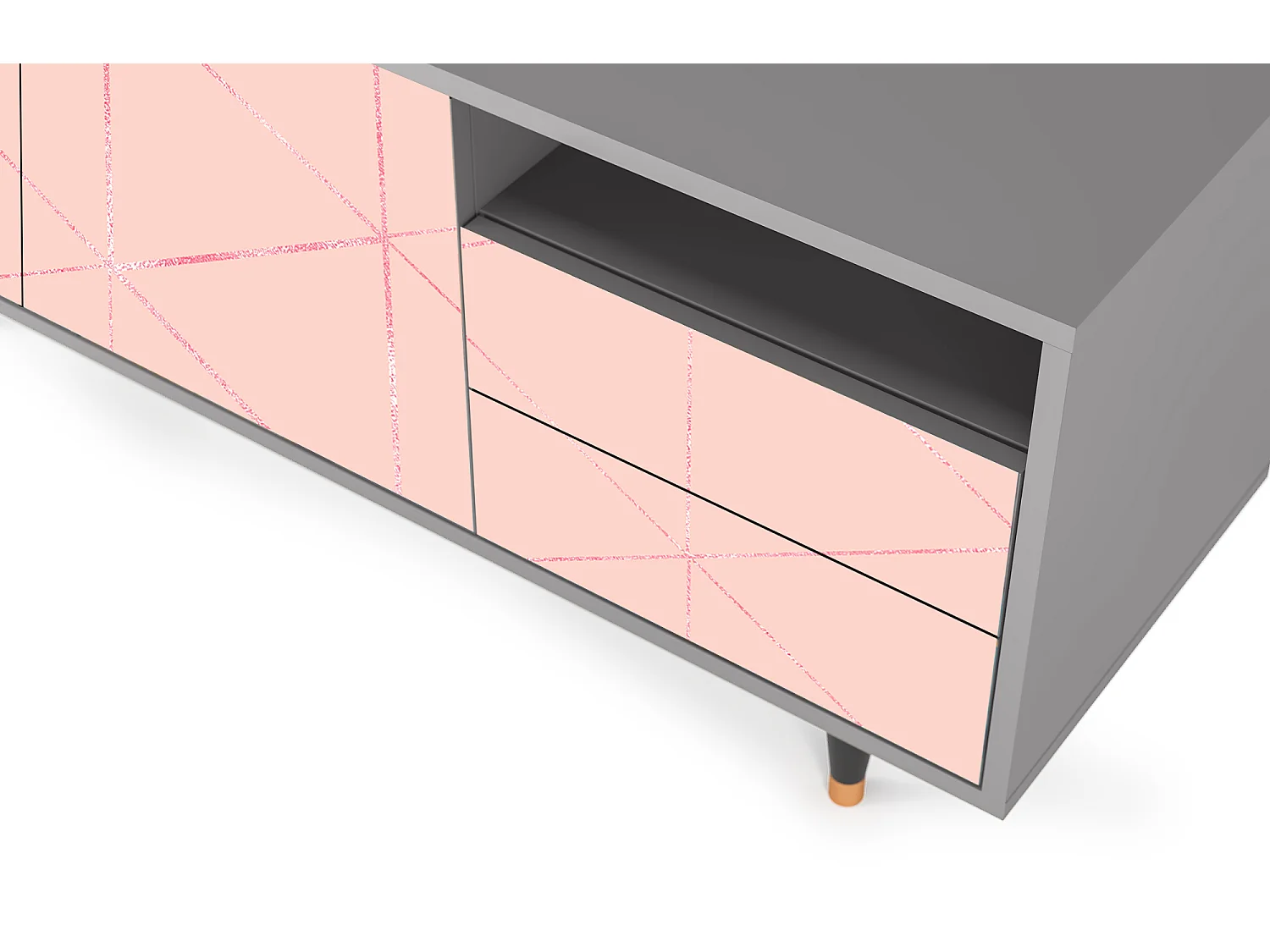 TV-Möbel - 125х56х41 cm - T7 - Rose Quartz, Grau