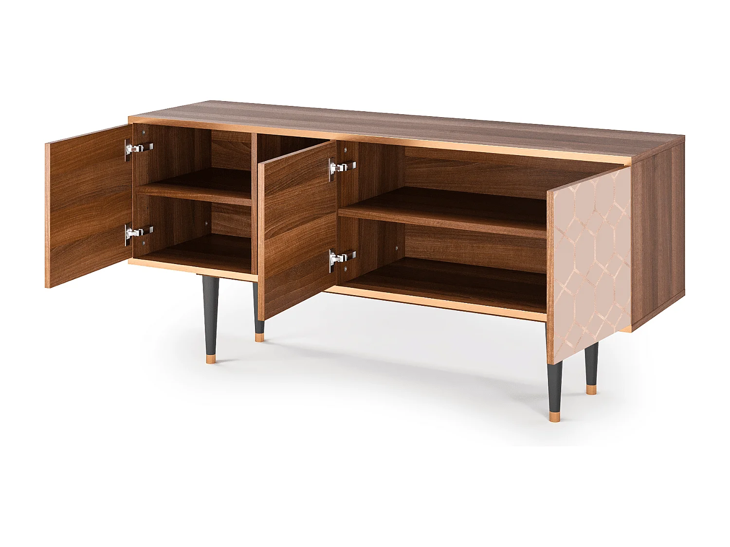 Meuble TV - 150х69х41 cm - T5 - Rose Honeycomb, Noyer