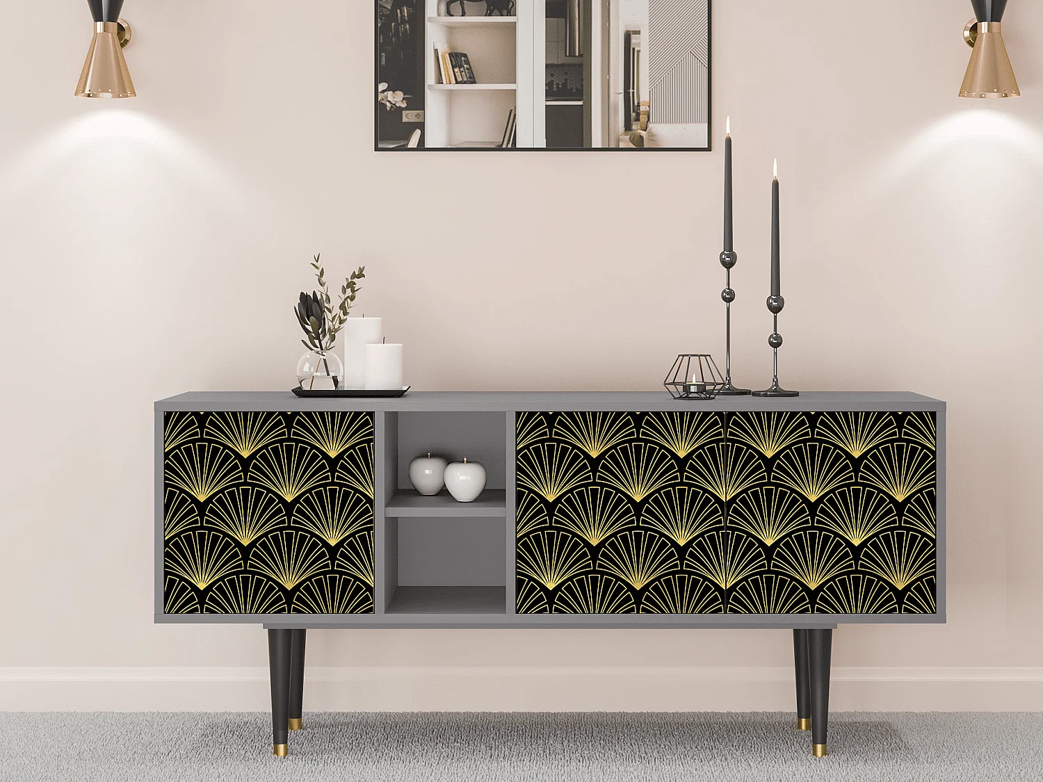 Mueble de TV - 150х69х41 cm - T5 - Bird of Juno, Cinza