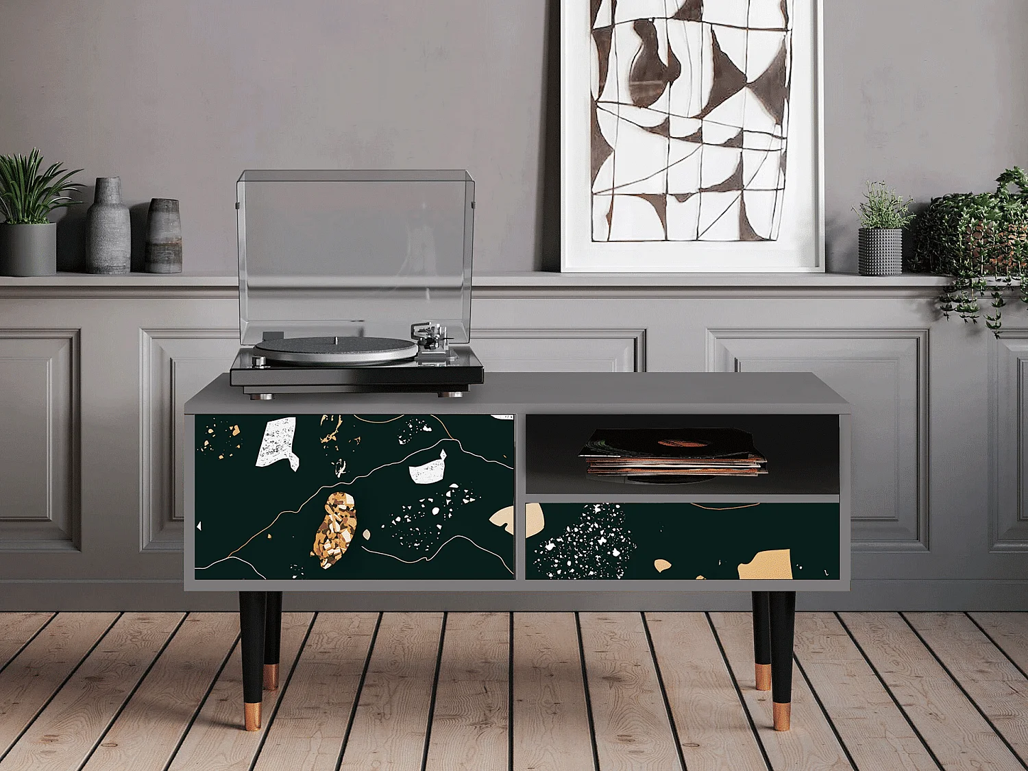 TV-Möbel - 115х59х48 cm - T3 - Space Rocks, Grau